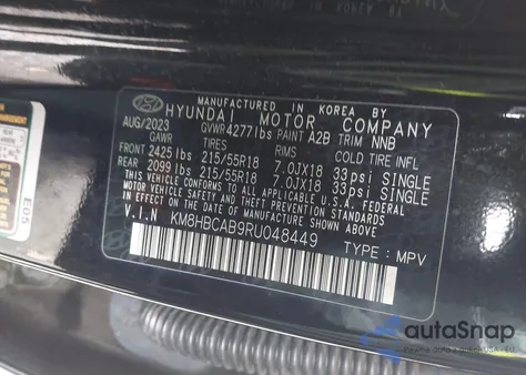 2024 Hyundai Kona Sel из США, поврежденный, VIN KM8HBCAB9RU048449